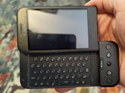 T-Mobile G1 phone with physical keyboard